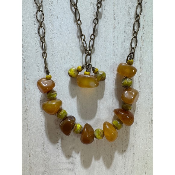 Vintage Agate 18" Necklace and Earrings Set - Picture 6 of 13